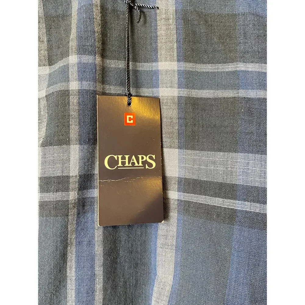 Chaps Deep Water Blue Plaid 100% Cotton Shorts 9-inch Inseam Men's Size 40 NWT
